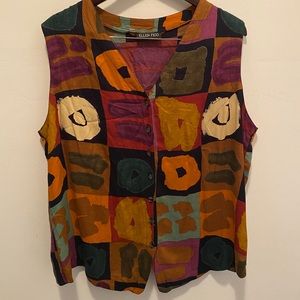 Vintage Printed Vest - Size 14